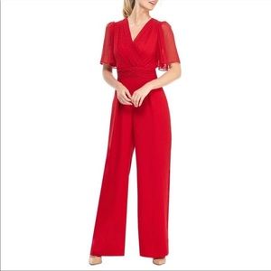 Gal meets glam 8 brielle clip dot chiffon jumpsuit